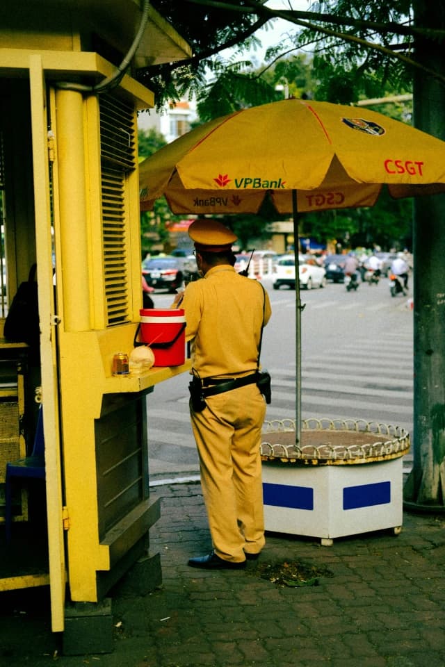 Vietnamese traffic police officer on a city street